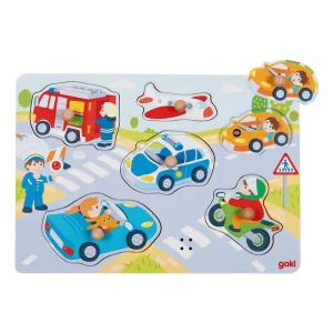 Goki Wooden Stud Puzzle Vehicles with Sound 6 pcs. Trä | Beställ direkt