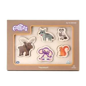 Fantorangen & Fantus WOODEN PUZZLE 5 BRICKS FOREST ANIMALS | Hög kvalitet