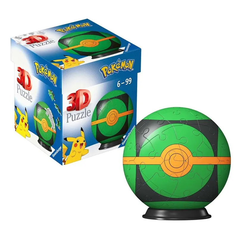 Toppkvalitet | Ravensburger 3D Puzzle Ball Pokémon Pokéball Green 54pcs. 3D pusselspel
