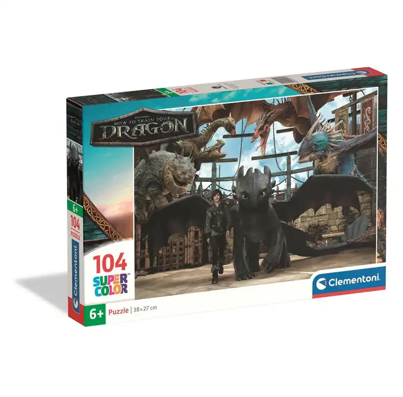 Få kvar i lager - Clementoni How To Train Your Dragon 2025 puzzle 104 pieces 2D Pussel