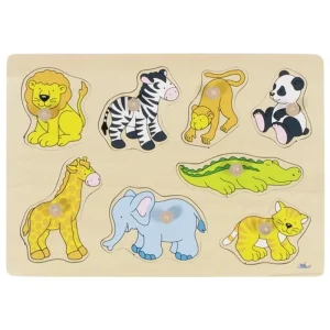 Få kvar i lager | Goki Wooden Stud Puzzle Wild Animals Trä