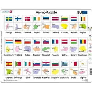 Larsen Puzzles Puzzle game MemoPuzzle. Name flag and capitals ten - 54 pieces Maxi (36.5x28.5 cm) 2D Pussel - Finns tillgänglig