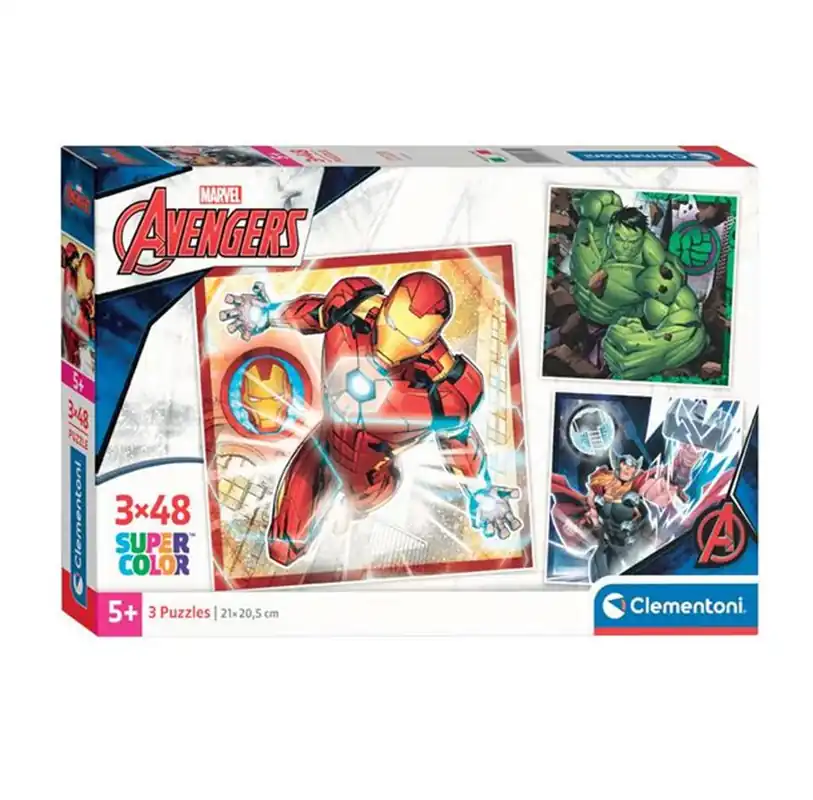 Clementoni Jigsaw Puzzle Super Color Square Marvel Avengers 3x48pcs. 2D Pussel - Nyinkommet