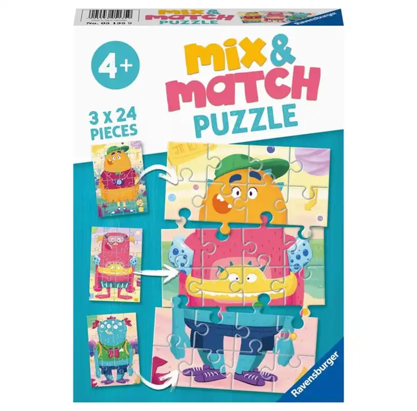 Ravensburger Mix & Match Monsters 3x24 Piece Puzzle - Nytt hos oss