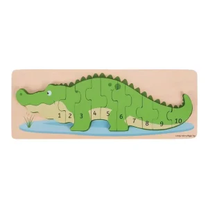 Populär | Bigjigs Wooden Counting Puzzle Crocodile 10 pcs. Trä
