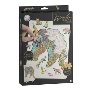 Beställ nu - Creative Craft Group Wooden Jigsaw Puzzle Unicorn 137pcs. Trä
