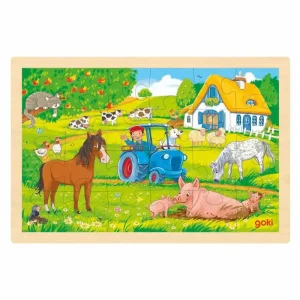 Sänkt pris - Goki Wooden Puzzle Farm 24 pcs. Trä