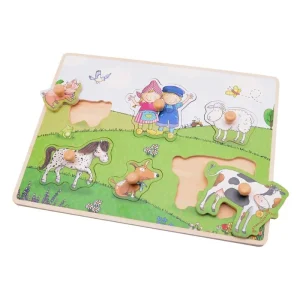 Johntoy Fien & Teun Wooden Button Puzzle - 6 pcs. Trä | Utförsäljning