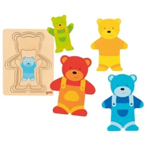 Professionell kvalitet - Goki Wooden Layer Puzzle Bear 5 pcs. Trä