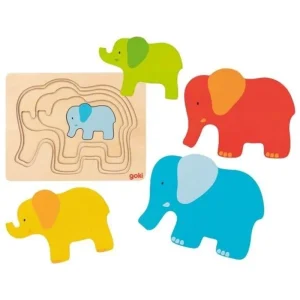 Topprodukt - Goki Wooden Layer Puzzle Elephant 5 pcs. Trä