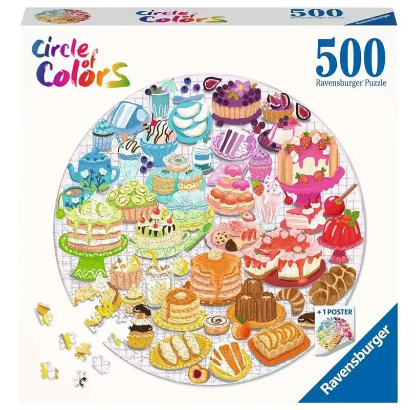 Favorit hos kunderna - Ravensburger Jigsaw Puzzle Round Circle of Colors Desserts Pastries 500st. 2D Pussel