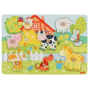Utförsäljning - Goki - Farm animals lift-out puzzle - (57392) Trä