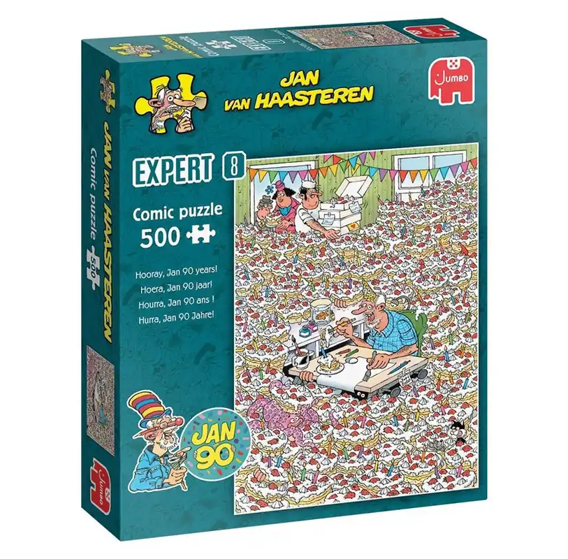 Jumbo Jan van Haasteren Jigsaw Puzzle Expert 8 - Hooray Jan 90 Years - 500 Pieces 2D Pussel - Prisnedsättning