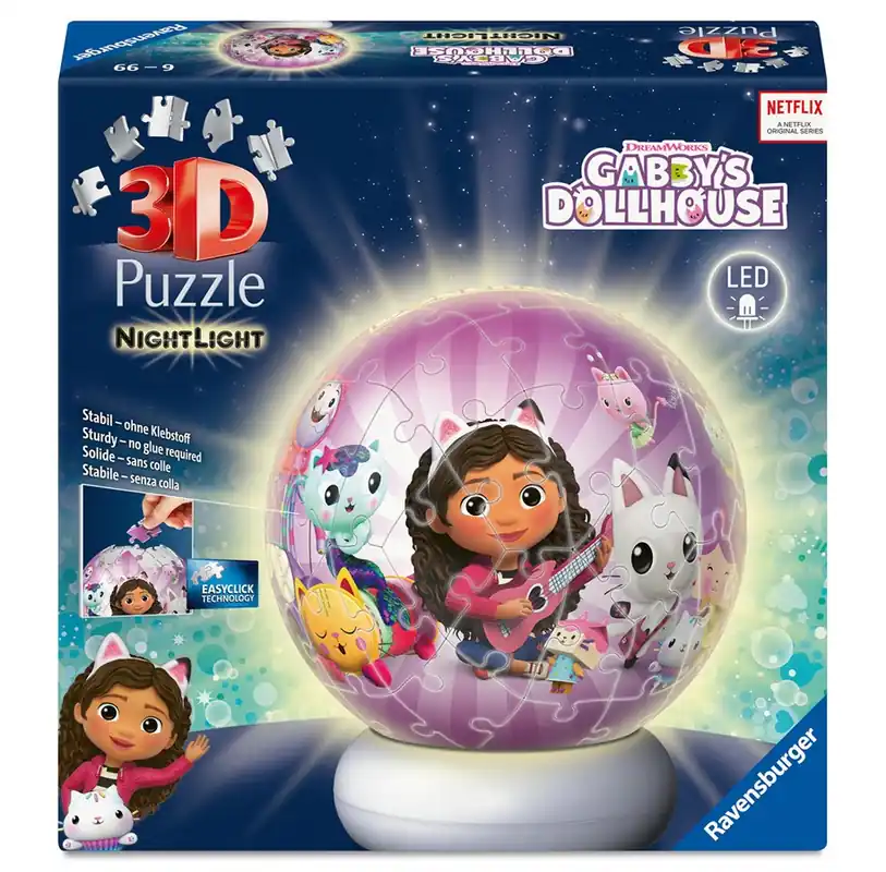 Bästsäljare - Ravensburger 3D Puzzle-Ball Nightlight Gabby‘s Dollhouse (72) 3D pusselspel