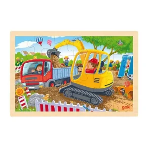 Goki Wooden Jigsaw Puzzle Excavator 24pcs. Trä | Rabatt
