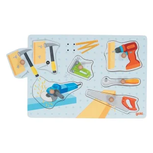 Snabb leverans | Goki Wooden Shape Puzzle Tools with Sound 6 pcs. Trä