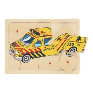 Playwood Wooden Knob Puzzle Ambulance 9 pcs. Trä - Beställ direkt
