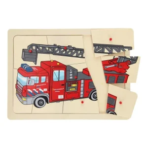 Expressfrakt | Playwood Wooden Knob Puzzle Fire Brigade 9 pcs. Trä