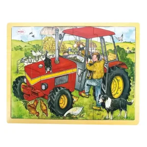 Bigjigs Wooden Tractor Jigsaw Puzzle - 20 pcs. Trä - Nytt i webbutiken