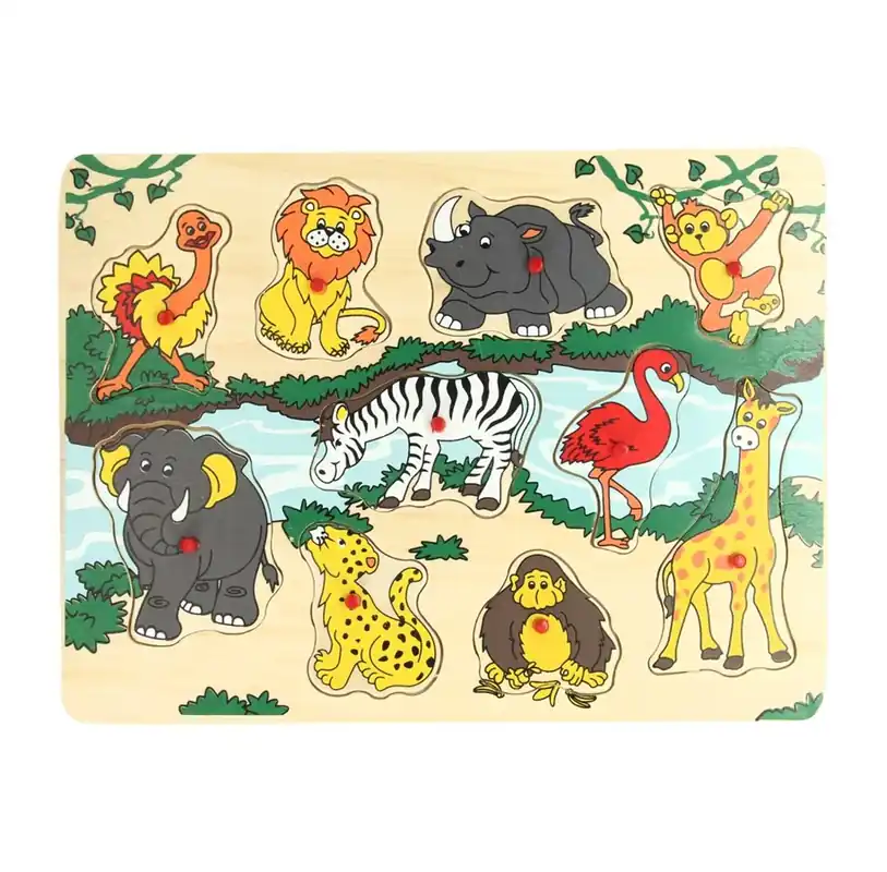 Handla online | Playwood Wooden Stud Puzzle Wild Animals 10 pcs. Trä