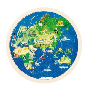 Bästsäljare - Goki Double Sided Wooden Puzzle - Globe 57pcs. Trä