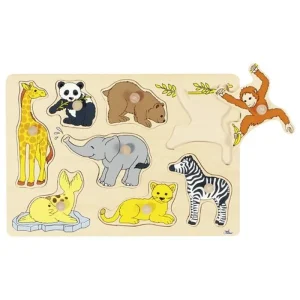 Goki Wooden Stud Puzzle Wild Young Animals 8 pcs. Trä - Precis tillagt