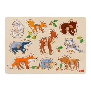 Goki Wooden Stud Puzzle Forest Animals 9 pcs. Trä | Finns tillgänglig