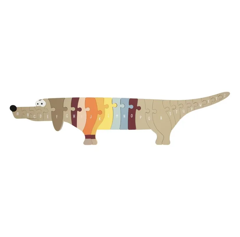 Small Foot - Wooden Letter and Shape Puzzle Dog 26 pcs. Trä - Direkt från tillverkaren