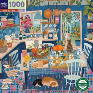 eeBoo Puzzle 1000 pcs - Blue Kitchen | Fyndpris