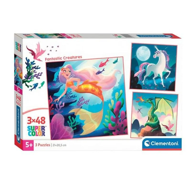 Clementoni Jigsaw Puzzle Super Color Square Fantasy 3x48pcs. 2D Pussel | Handla säkert