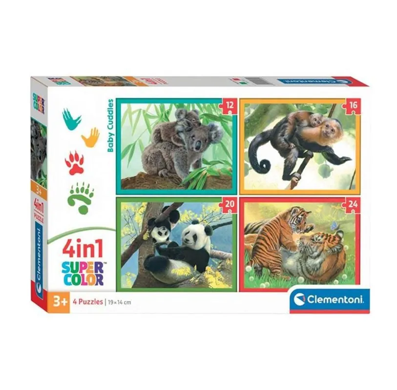 Clementoni Jigsaw Puzzle 4in1 Baby Cuddles 2D Pussel - Tryggt köp