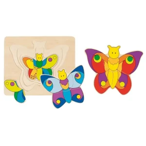 Lågt pris - Goki Wooden 3-layer Puzzle Butterfly Trä