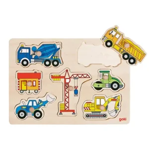 Topprodukt | Goki Wooden Stud Puzzle - Work Vehicles Trä