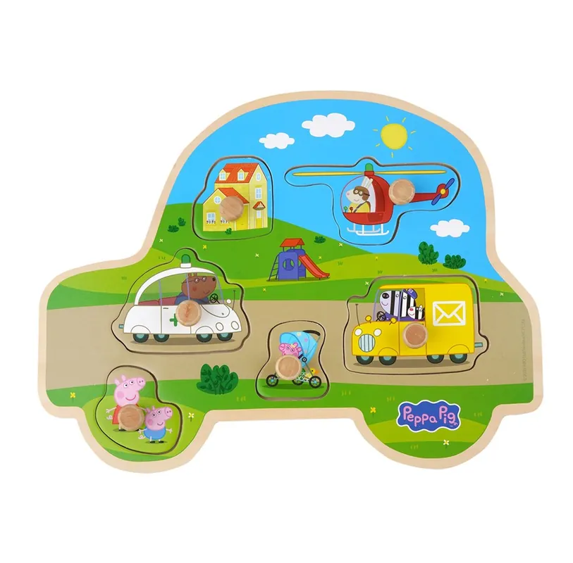 Prissänkt - Peppa Pig - Wooden Peg Puzzle - Transport
