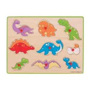 Bigjigs Wooden Stud Puzzle Dino‘s 9dlg. Trä | Så länge lagret räcker