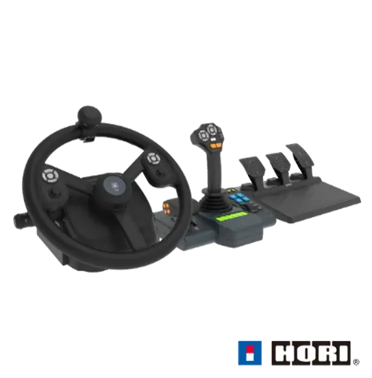 Begränsat lager | HORI - Farming Control System for PC (Windows 11/10) for Farming Simulator with Full-Size Steering Wheel, Control Panel & Pedals