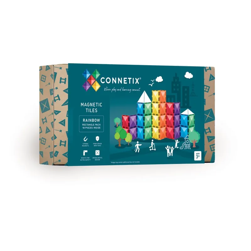 Connetix - Rainbow Rectangle Pack - 18 Pieces (CT-R-00018-RE) - Enkel beställning