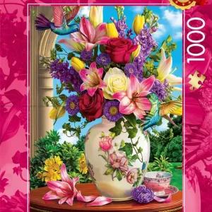 Blomsterfest i vasen, 1000 bitar | Ta chansen