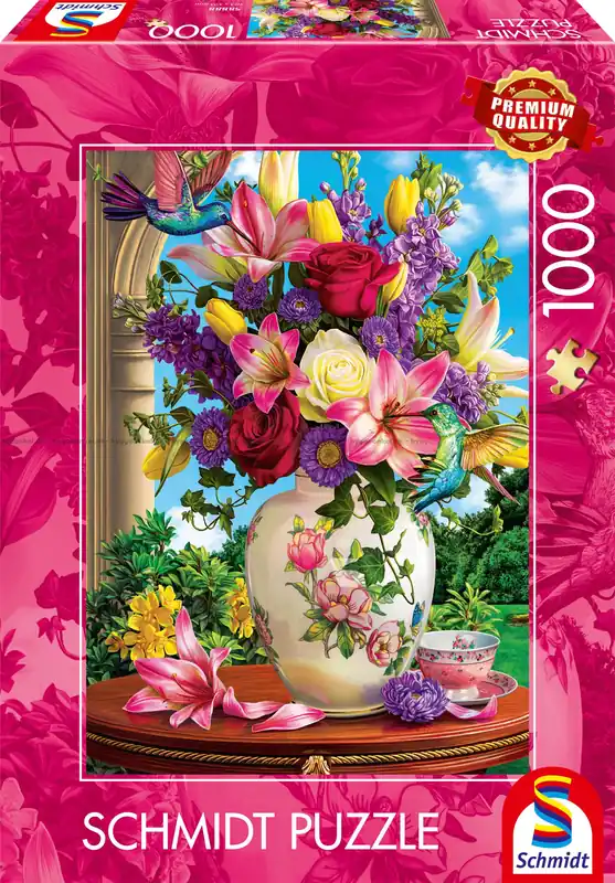 Blomsterfest i vasen, 1000 bitar | Ta chansen