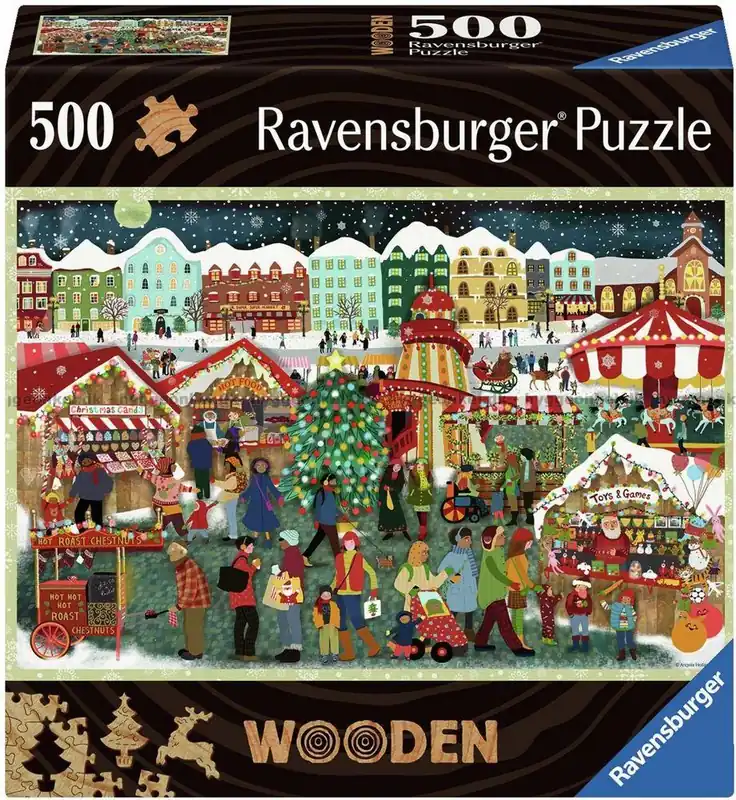 Den mysiga julmarknaden - Träpussel, 500 bitar - Rabatter