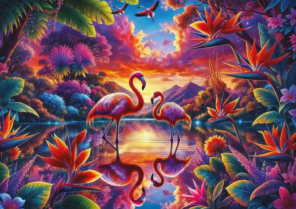 Flamingorna i solnedgången, 2000 bitar - Storsäljare