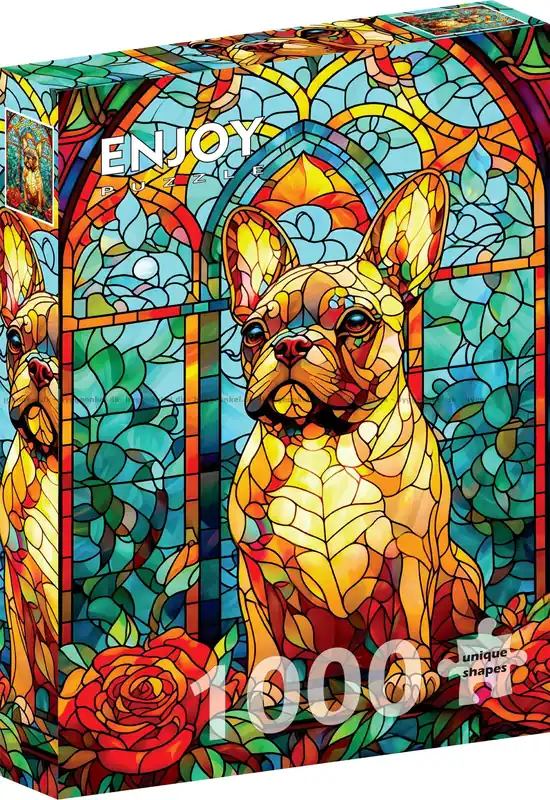 Finns tillgänglig - Fransk bulldogg i mosaik, 1000 bitar