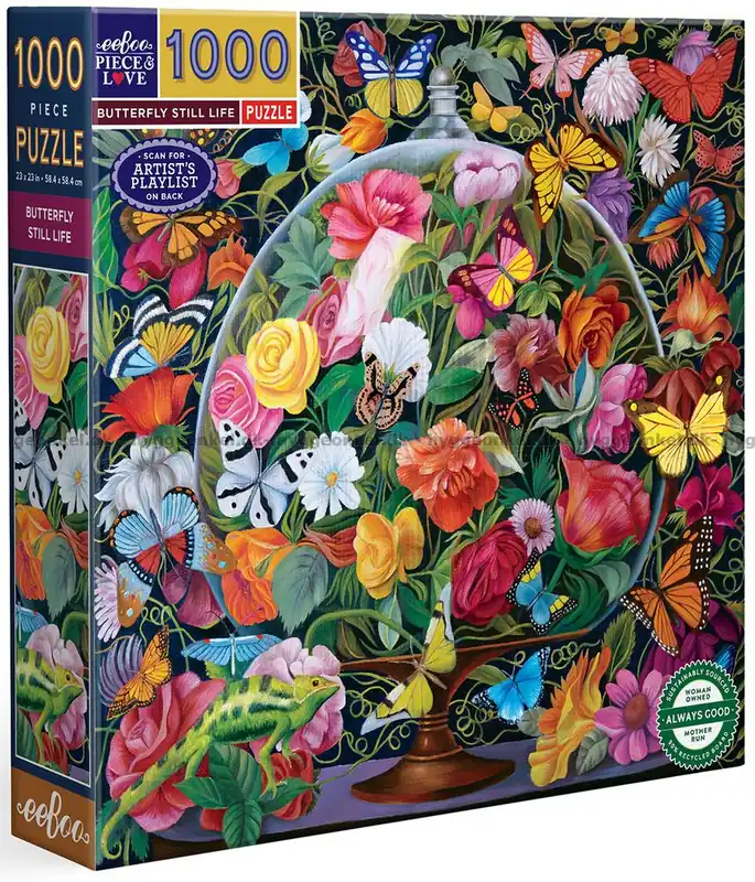 Glaskupan omgiven av blommor och fjärilar, 1000 bitar | Beställ direkt
