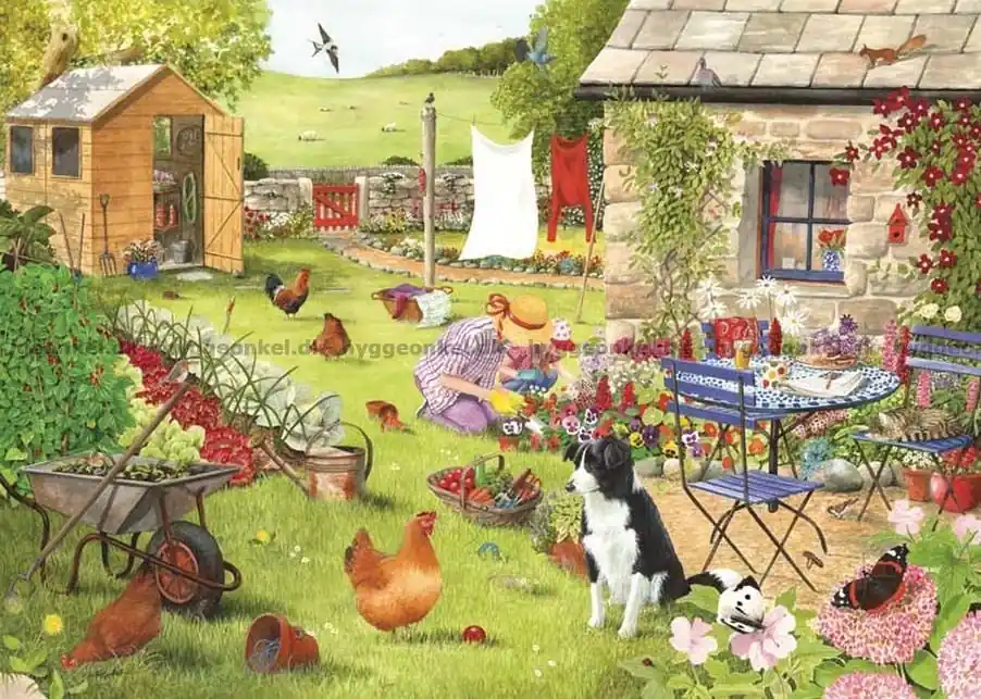Kampanjpris | Hall Sommardagar bland höns och blommor, 500 bitar