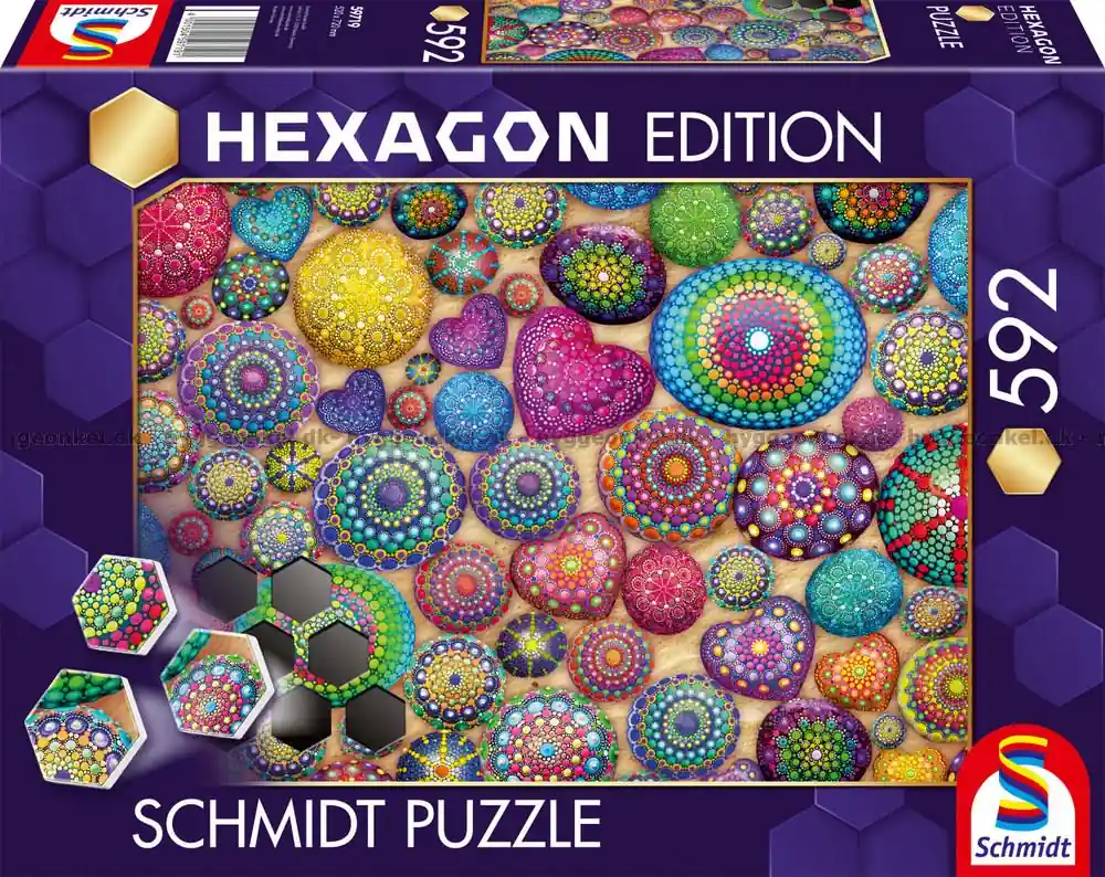 Hexagon Färgglada mönster på sten, 592 bitar | Snabb leverans