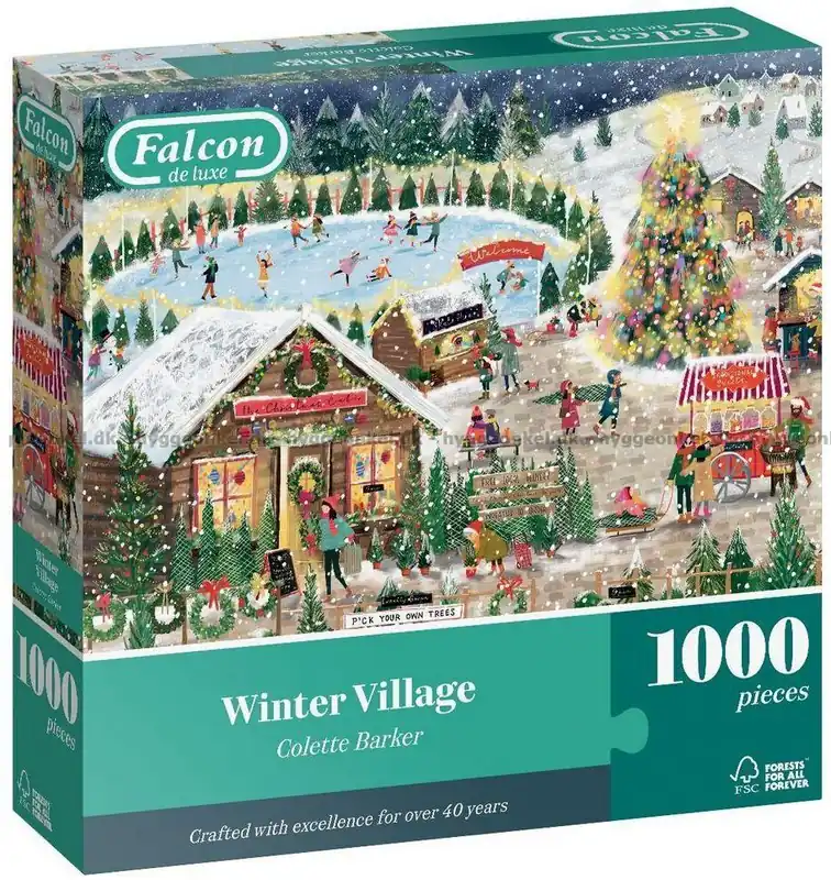 Julmarknad vid skridskobanan, 1000 bitar | Snabb frakt