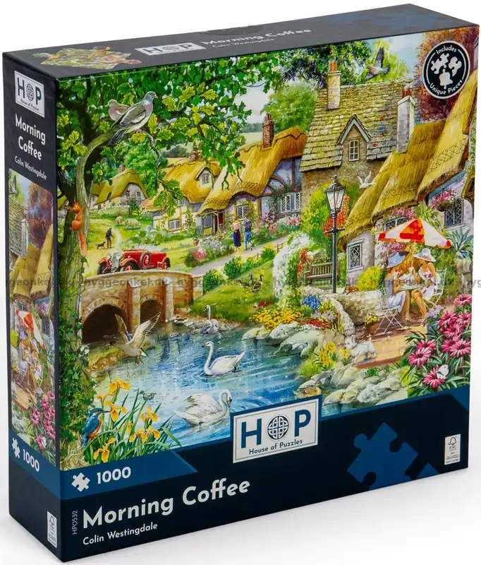 Kaffe, blommor och byliv, 1000 bitar - Gratis retur
