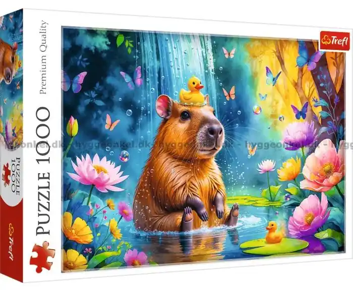 Kapybara i blomsterbad, 1000 bitar - Fynd
