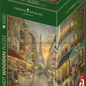 Begränsat antal | Kinkade Cafe i Paris - Träpussel, 1000 bitar