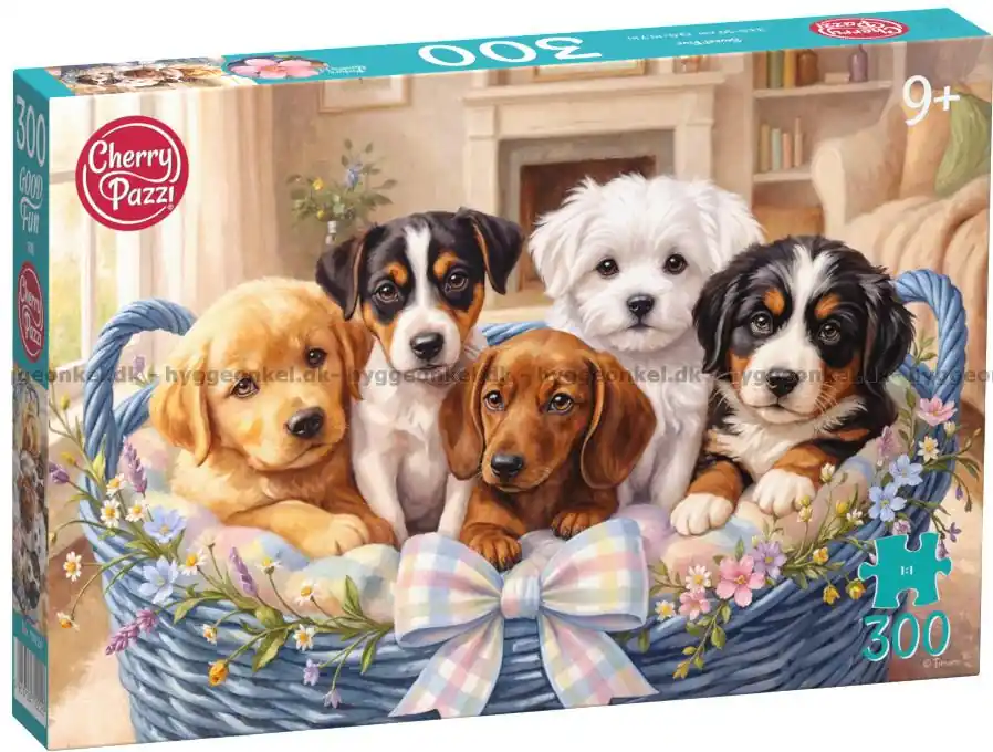 Nytt hos oss - Korgen med charmiga valpar, 300 bitar